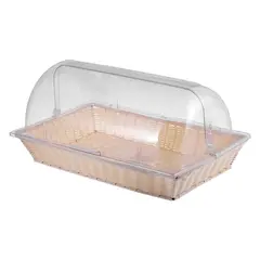 Ψωμιέρα Rattan (PP) με Διάφανο Καπάκι Roll-Top(PC),  ​​GN1/1, 52.5x32.5xΥ26cm, Υψηλής Αντοχής, Μπεζ WH-P2204