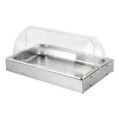 Ψυχόμενη Βιτρίνα ΙΝΟX με δοχείο GN1/1xΥ6.5cm 18/10, Καπάκι Roll-Top (PC), 54x33.5xΥ26cm CRD-IB-1