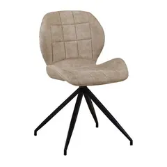 (MinQty) Z.EM792,3 NORMA Καρέκλα Μεταλλική Μαύρη/Ύφασμα Suede Μπεζ 51x53x81cm (Τιμή για 2 τεμάχια)
