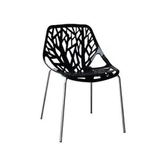 (MinQty) Z.EM120,2W LINEA καρέκλα Χρώμιο/ Πολυπροπυλένιο Μαύρο 54x57x81cm (Τιμή για 6 τεμάχια)
