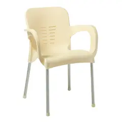 Z.E306,41 LARA-II Πολυθρόνα Dining Στοιβαζόμενη, ALU Silver, PP Εκρού 60x59x81cm