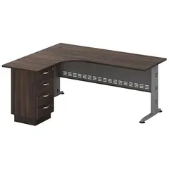 Z.EO703,L1 SUPERIOR Γραφείο Αριστερή Γωνία - Απόχρωση Γκρι - Σκούρο Καρυδί 180x70/150x60cm