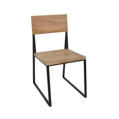 (MinQty) Καρέκλα Γραφείου. Μαύρος σκελετός και ξύλο ακακία σε φυσικό χρώμα Z.EA7001 VILLAGE (Τιμή για 2 τεμάχια)