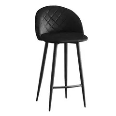 (MinQty) Z.EM758,4 BELLA Σκαμπό BAR με Πλάτη, Μέταλλο Βαφή Μαύρο, Ύφασμα Velure Απόχρωση Μαύρο 48x52x70/94cm (Τιμή για 4 τεμάχια)