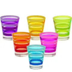 Γυάλινη κούπα 85cc, FLASH, Cerve Φ6x7cm Στην συσκευασία περιλαμβάνεται 1 από κάθε χρώμα (τιμή για 6 τεμάχια) M54550