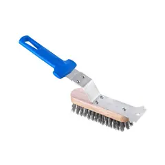 Ατσάλινη Βούρτσα 15x4cm με ξύστρα Πλαστική χειρολαβή AC-SPG2