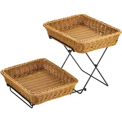 Σετ Βάση Μεταλλική 2 Θέσεων & 2 Καλάθια Ψωμιού Rattan, GN1/2 32.5x26.5xΥ7cm, Buffet Choice BF2362
