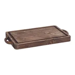 Πλάκα κοπής 30x60x3cm, καυσόξυλο με αυλάκι & μεταλλικά χερούλια, Vintage επεξεργασία, Bisetti C134