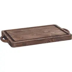 Πλάκα κοπής 30x80x3cm, καυσόξυλο με αυλάκι & μεταλλικά χερούλια, Vintage επεξεργασία, Bisetti C135