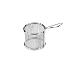 Καλαθάκι mini φριτεζάκι σερβιρίσματος, ΙΝΟΧ, φ9x8.3cm (τιμή για 6 τεμάχια) 24-05-112