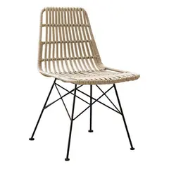 Z.E241,1 SALSA καρέκλα Μεταλλική Μαύρη/Wicker Φυσικό 48x59x80cm