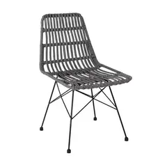 Z.E241,2 SALSA καρέκλα Μεταλλική Μαύρη/Wicker Γκρι 48x59x80cm
