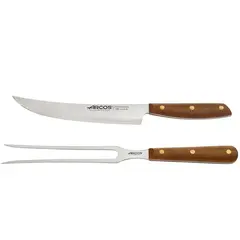Σετ Κρέατος (Carving), Μαχαίρι με λάμα NITRUM & Πηρούνα 29cm, Ξύλινη Λαβή, ARCOS.167000