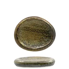 Πιάτο πορσελάνης οβάλ υπερυψωμένο, φ26x22cm, Σειρά MATHERIA, πράσινο, Lioness (τιμή για 4 τεμάχια) LION.17464