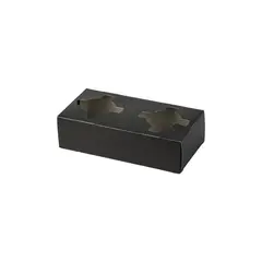 Χάρτινη θήκη μεταφοράς καφέ 2 θέσεων, Μαύρη (τιμή για 200 τεμάχια) CC-2/BK