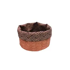 Ψωμιέρα Στρογγυλή φ15cm, βανίλια/κάμελ, από αλέκιαστη πλενόμενη δερματίνη, SONOLYS PSR-D15-OSCM/CMVN