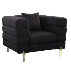 Z. Ε9600,12 MORRIS Πολυθρόνα Σαλονιού - Καθιστικού, Ύφασμα Μαύρο Teddy (Borg) 103x87x76cm