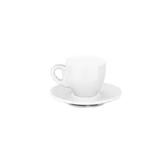 Φλυτζάνι Πορσελάνης 100cc, φ6.6x6cm με πιατάκι, Σειρά Aroma, Λευκή, LUKANDA (τιμή για 6 τεμάχια) LAR-W-CPS-100