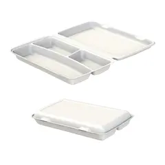 Δοχείο Menu Box, Με Καπάκι, 3 χωρισμάτων, 400/300/700ml, 38x24x6.2cm, από ζαχαροκάλαμο (τιμή για 50 τεμάχια) PUL201650C2