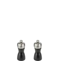 Σετ Μύλος Αλατιού & Πιπεριού, Ξύλινο, ύψος 12cm, σειρά Fidji, Μαύρο Ματ/INOX, Peugeot PG.2/21283