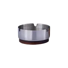 Σταχτοδοχείο INOX με ξύλινη βάση, υψηλής ποιότητας mirror γυάλισμα, φ9.5cm, Buffet Choice (τιμή για 6 τεμάχια) MX-W291