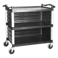 Καρότσι αλουμινίου με 3 πλαστικά ράφια, 82.5x41xΥ85cm, κλειστή πλάτη JD-UC333/BLACK