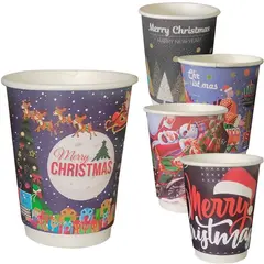 Ποτήρι Ζεστών και Κρύων Χάρτινο,12oz διπλού τοιχώματος, ΧΡΙΣΤΟΥΓΕΝΙΑΤΙΚΑ σχέδια φ9x11h (τιμή για 100 τεμάχια) CHRISTMAS-DW-12OZ