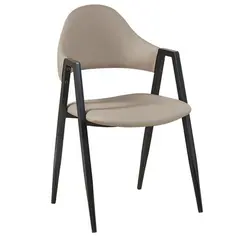 (MinQty) Z.EΜ1301,2 DELTA Πολυθρόνα Μέταλλο Βαφή Μαύρο, Pu Cappuccino 50x55x80cm (Τιμή για 2 τεμάχια)
