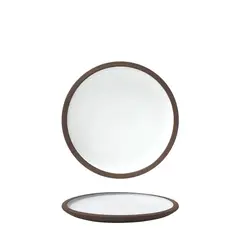 Πιάτο πορσελάνης, φ21cm, τσιμεντένια υφή, λευκό ματ / καφέ σαγρέ, BETA, Prego (τιμή για 6 τεμάχια) P-BT-1-RV21