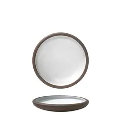 Πιάτο βαθύ πορσελάνης, φ19.8xΥ4cm, τσιμεντένια υφή, λευκό ματ / καφέ σαγρέ, BETA, Prego (τιμή για 6 τεμάχια) P-BT-1-DP20