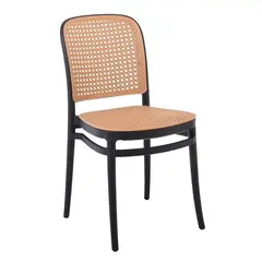 Z.E387,2 FLORENCE Καρέκλα PP Μαύρο, PP rattan Μπεζ 41x41x83cm