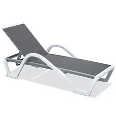 E3382 SUMMER Ξαπλώστρα KD με μπράτσα ,PP Άσπρο, Textilene Γκρι 69/58x196x31cm