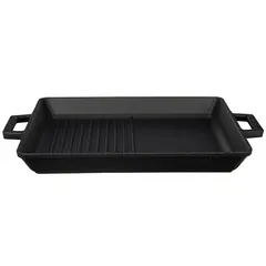 Cast iron τηγάνι-ψηστιέρα, μαύρο, ορθογώνιο, 26x32cm, σμάλτο 1 στρώσεως, 1 ψήσιμo, 3.6kg, LAVA LV.ECO.GT.2632.T4