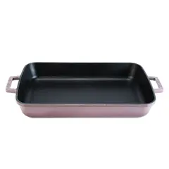 Cast iron τηγάνι-ψηστιέρα, μωβ, ορθογώνιο φ26x40cm, σμάλτο 3 στρώσεων, 3 ψησίματα, 4.5kg, με καπάκι & πόμολο, LAVA LV.P.TP.2640.P