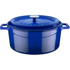 Cast iron κατσαρόλα, μπλε, φ32cm, σμάλτο σμάλτο 3 στρώσεων, 2 ψησίματα, 9.6kg, με καπάκι & πόμολο, LAVA LV.Y.TC.32.K2.B