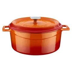 Cast iron κατσαρόλα, πορτοκαλί, φ28cm, σμάλτο 3 στρώσεων, 2 ψησίματα, 7.8kg, με καπάκι & πόμολο, LAVA LV.Y.TC.28.K2.O