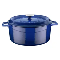 Cast iron κατσαρόλα, μπλε, φ28cm, σμάλτο 3 στρώσεων, 2 ψησίματα, 7.8kg, με καπάκι & πόμολο, LAVA LV.Y.TC.28.K2.B