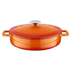 Cast iron κατσαρόλα, πορτοκαλί,φ28cm, σμάλτο 3 στρώσεων, 2 ψησίματα, 5.8kg, με καπάκι & πόμολο, LAVA LV.Y.ST.28.K1.O