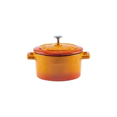 Cast iron κατσαρόλα, πορτοκαλί, φ10cm, σμάλτο 3 στρώσεων, 2 ψησίματα, 990gr, με καπάκι & πόμολο, LAVA LV.Y.TC.10.K1.O