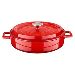 Cast iron κατσαρόλα, κόκκινο, φ28cm, σμάλτο 3 στρώσεων, 2 ψησίματα, 6.4kg, με καπάκι & πόμολο, LAVA LV.Y.ST.28.EDT.K2.R