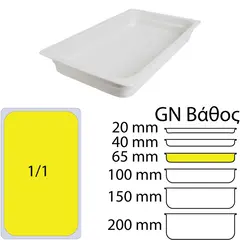Δοχείο γαστρονομίας πορσελάνης, GN1/1 (53x32.5cm) 6.5cm βάθος, Stage, BONNA GNP1/1KVT