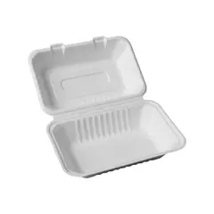 Σκεύος Clamshell φαγητού, από ζαχαροκάλαμο, 1 θέσης, 23x15cm (τιμή για 125 τεμάχια) FIBER-CS-23X15