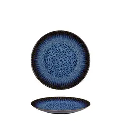 Πιάτο Stoneware ρηχό φ21cm, Σειρά Selene, μαύρο/μπλε με reactive γυάλωμα, InSitu (τιμή για 6 τεμάχια) IS.054291
