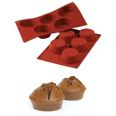 Καλούπι αντικολλητικό σιλικόνης, 30x18cm, 5 x 135ml, στρογγυλό muffin (φ8.1Y3.2cm), SILIKOMART SK/SF024