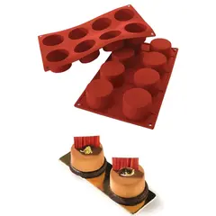 Καλούπι αντικολλητικό σιλικόνης, 30x18cm, 8 x 90ml, κυλινδρικό (φ6xY3.5cm), SILIKOMART SK/SF028