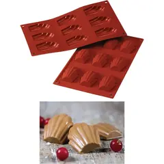 Καλούπι αντικολλητικό σιλικόνης, 30x18cm, 9 x 30ml, madeleine (6.8x4.5xY1.2cm), SILIKOMART SK/SF032