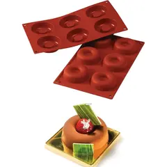 Καλούπι αντικολλητικό σιλικόνης, 30x18cm, 6 x 62ml, savarin (φ7.2xY2.3cm), SILIKOMART SK/SF012