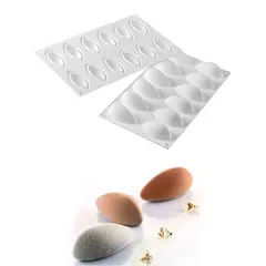 Καλούπι αντικολλητικό σιλικόνης, 30x18cm, 12 x 24ml, quenelle, (6.3x2.9xY2.8cm), SILIKOMART SK/QUENELLE-24