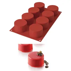 Καλούπι αντικολλητικό σιλικόνης, 30x18cm, 8 x 123ml, κύλινδρος, (φ6.3xY4cm), SILIKOMART SK/SF119