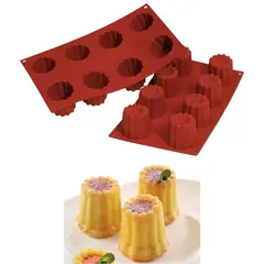 Καλούπι αντικολλητικό σιλικόνης, 30x18cm, 8 x 92ml, bordelais (φ5.5xY5cm), SILIKOMART SK/SF050